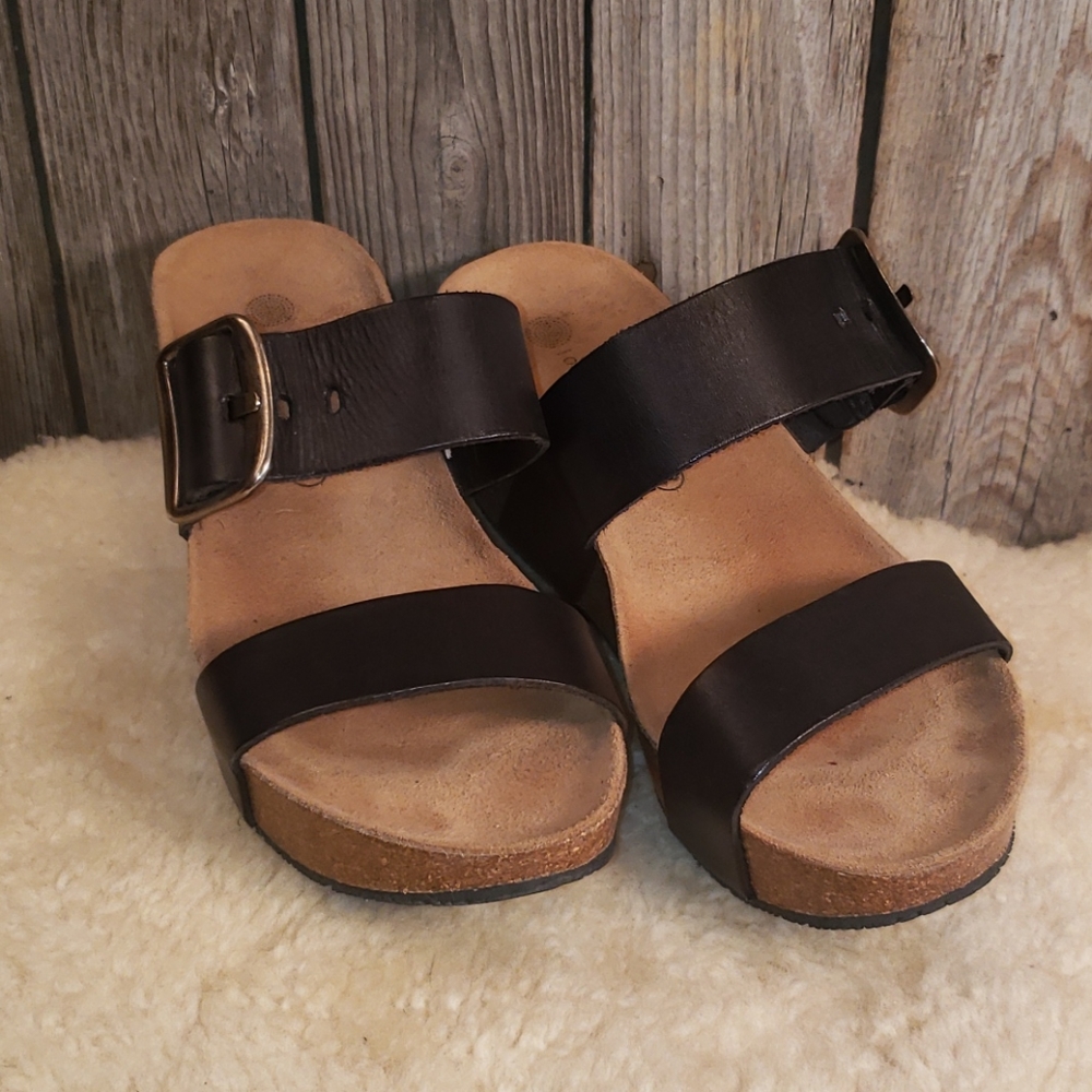 lolasabbia leather strap cork outsole womens size8